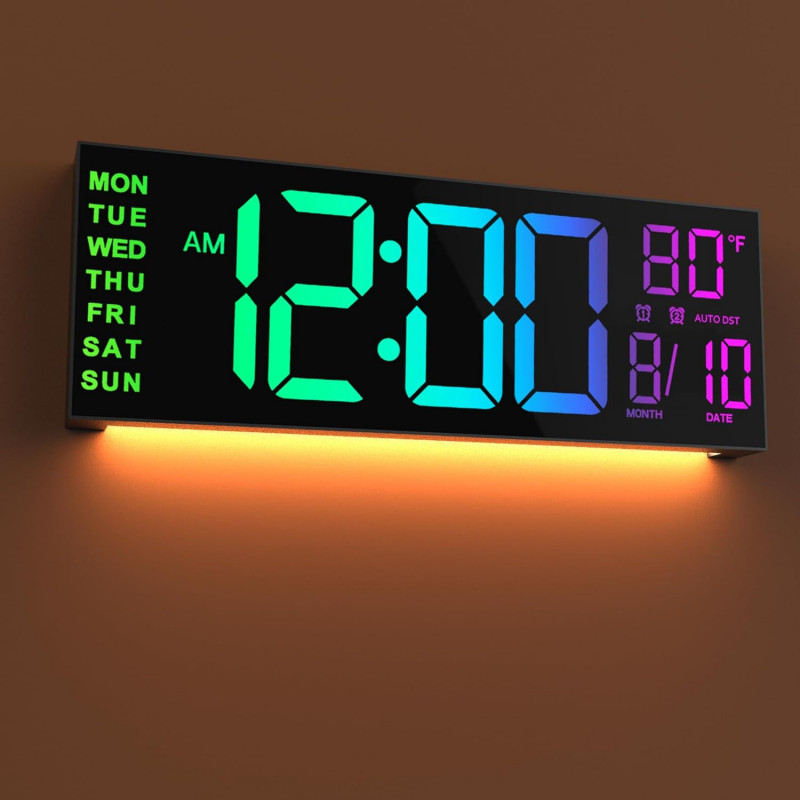 16" Digital Wall Mount Clock Count Down Timer With remote control LED 8RGB Color