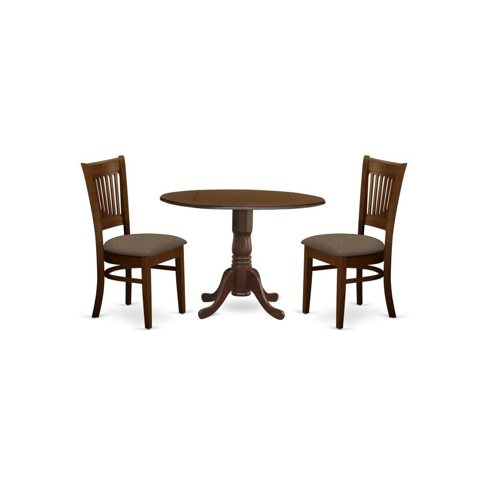 3-Piece Dining Set, Drop Leaf Table, 2 Microfiber Chairs, Espresso Finish