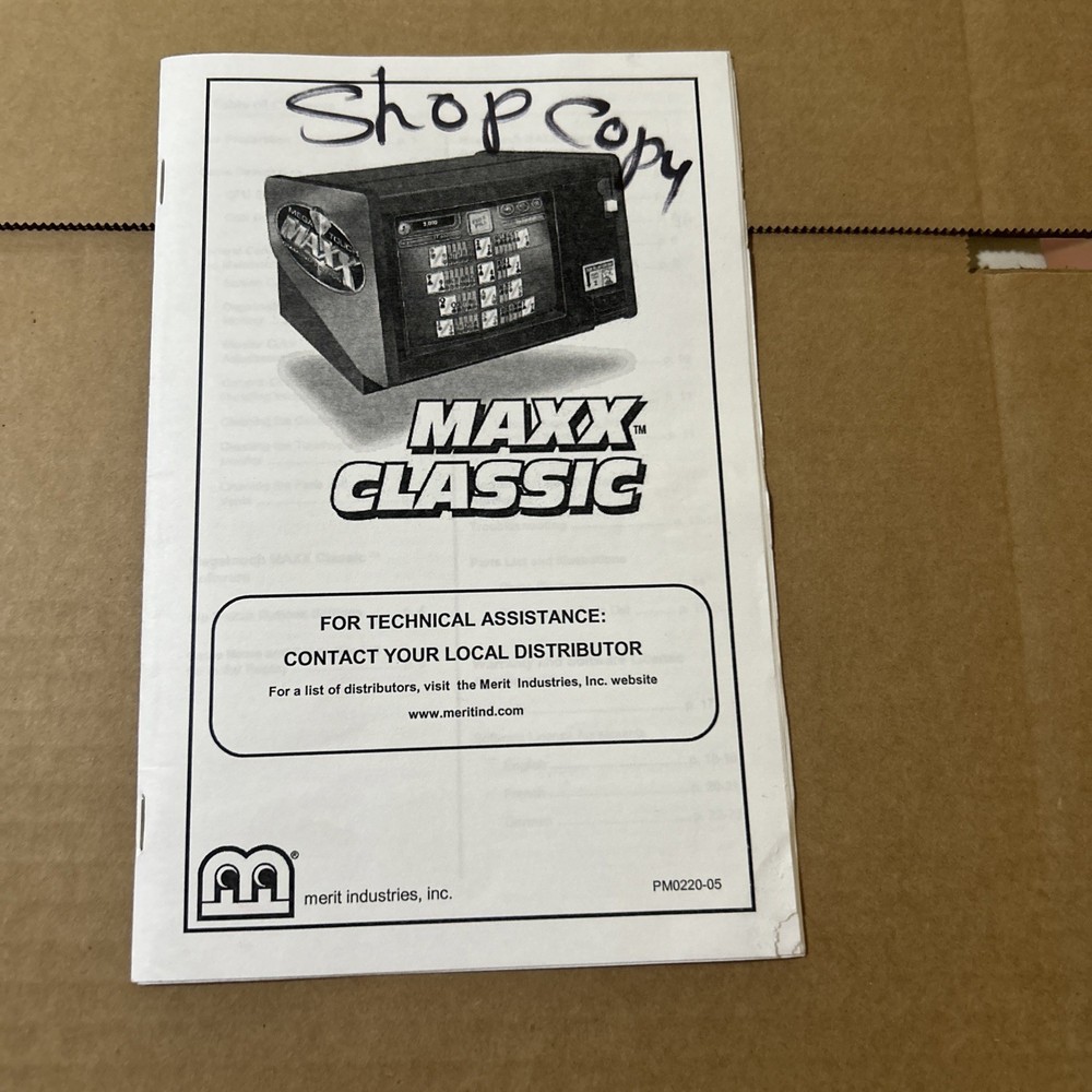 Original Maxx Classic MERIT MEGATOUCH owners manual