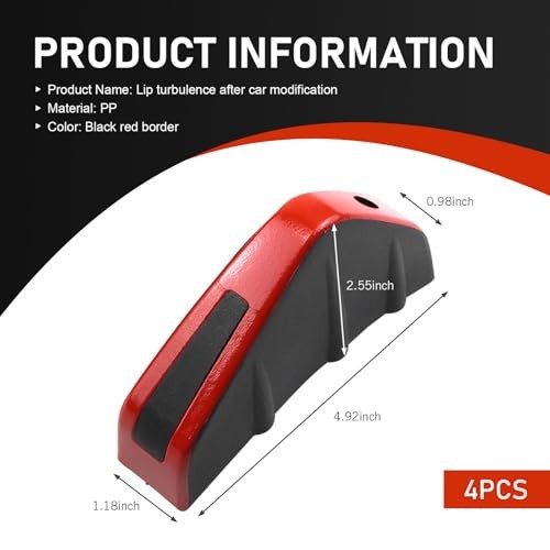 Car Lower Bumper Lip Diffuser, Anti-scratch Triangular-shape Bumper 4 PCS Red