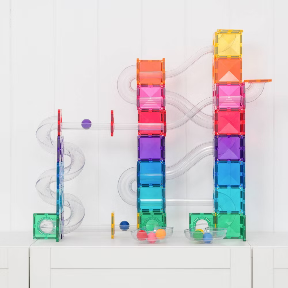 CONNETIX Magnetic Tiles Bright Ball Run Pack 122pc