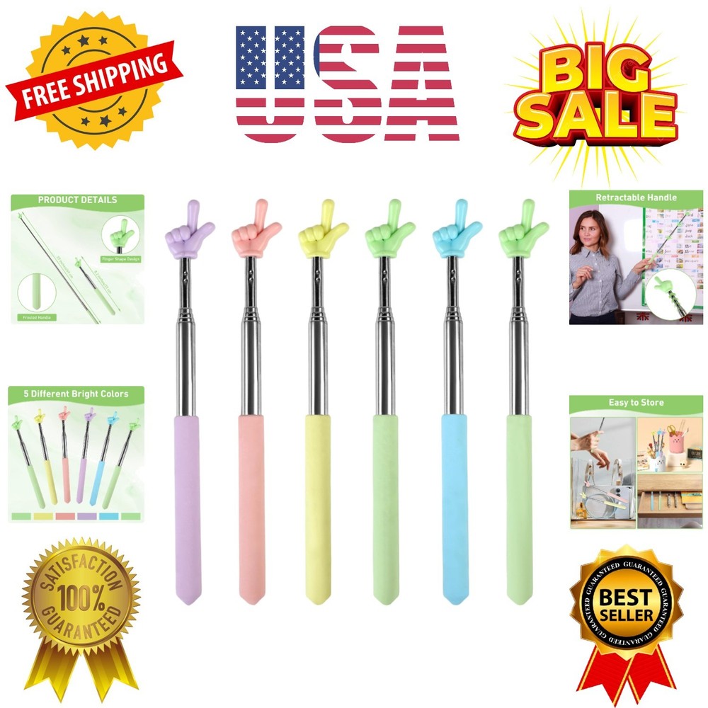 6PCS Pointer Finger Stick, Extendable Colorful Finger Pointer Stick, Mini Ret...