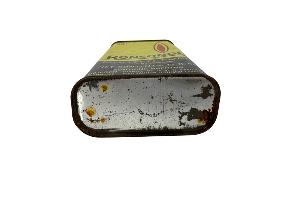 Vintage Ronsonol Lighter Fluid Metal Container Empty 59 Cents