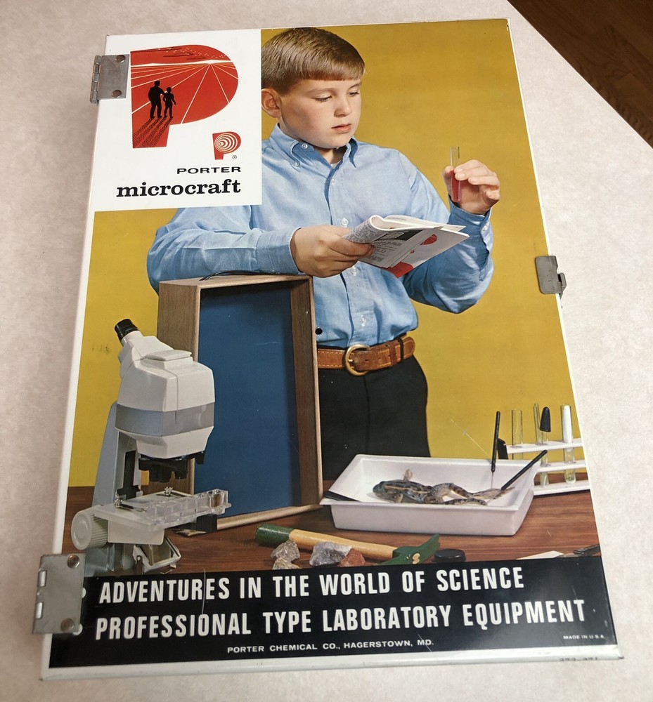 Vintage Porter Microcraft Student Research Series Microscope in Case