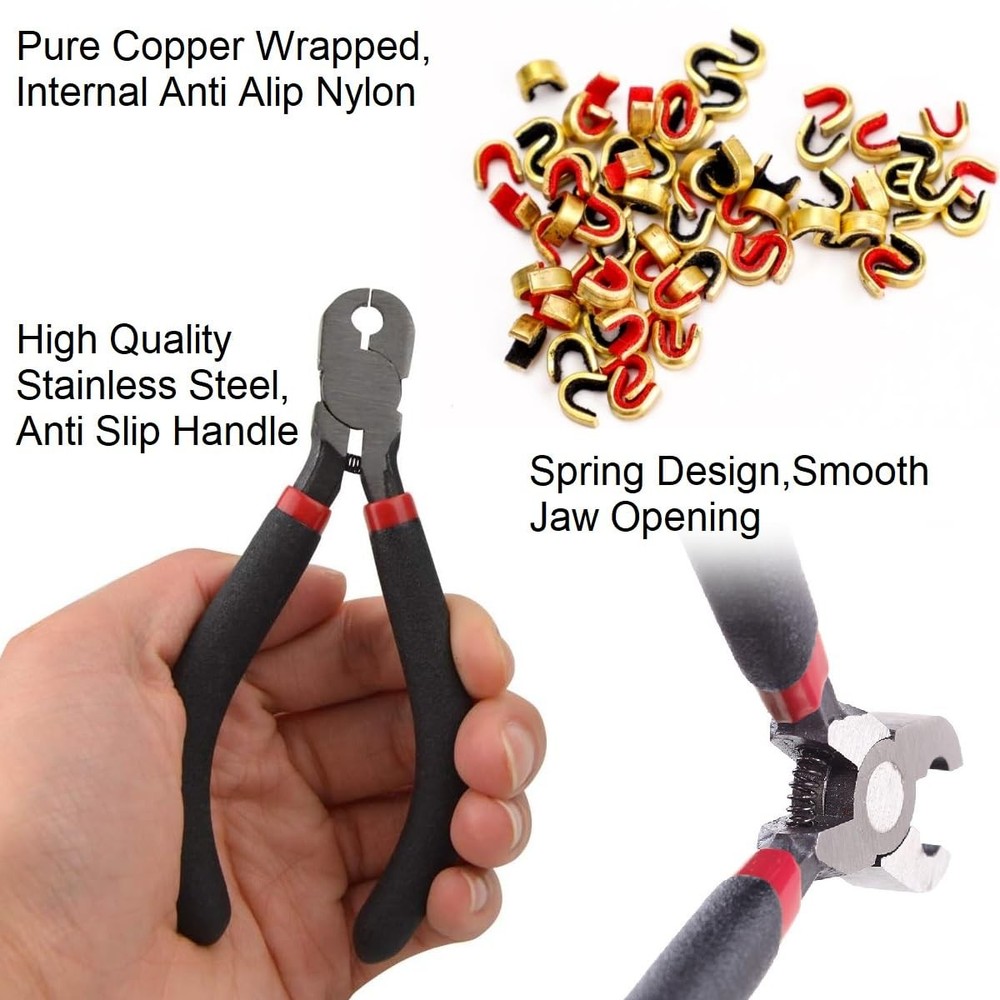 AHOSOUTLY Archery Bow String Nocking Points Set with T Square Ruler Black