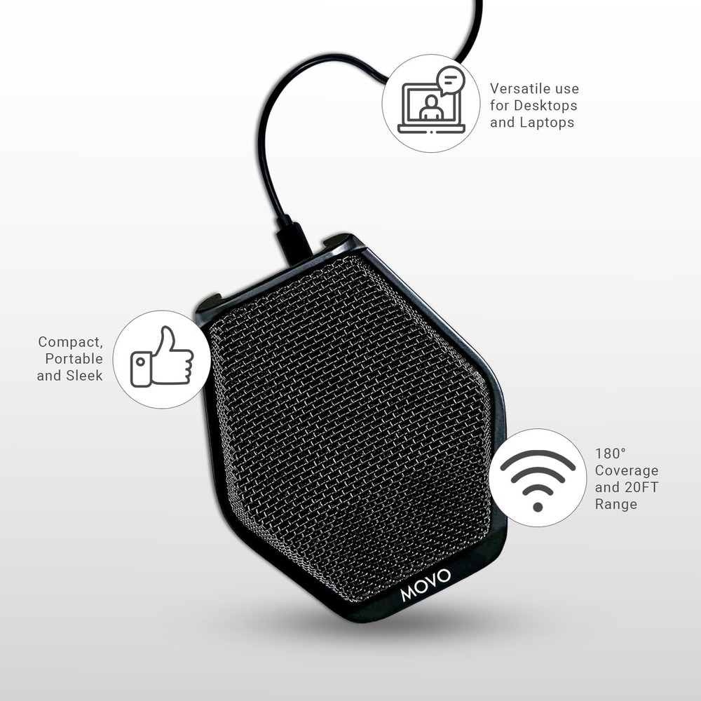 Movo MC1000 Conference USB Microphone for Computer Desktop and Laptop-20ft range