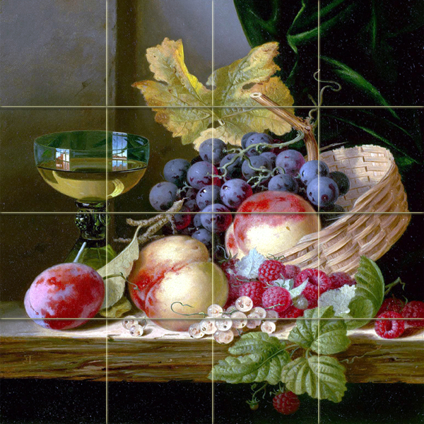Art Still Life Grape Wine Peaches Mural Ceramic Backsplash Bath Tile #1815