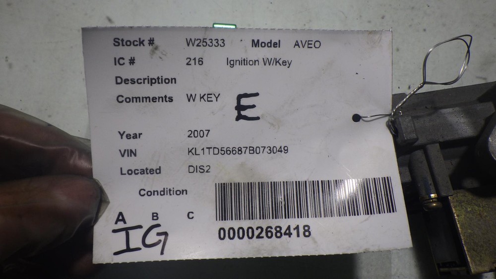 07 CHEVROLET AVEO Ignition W/Key