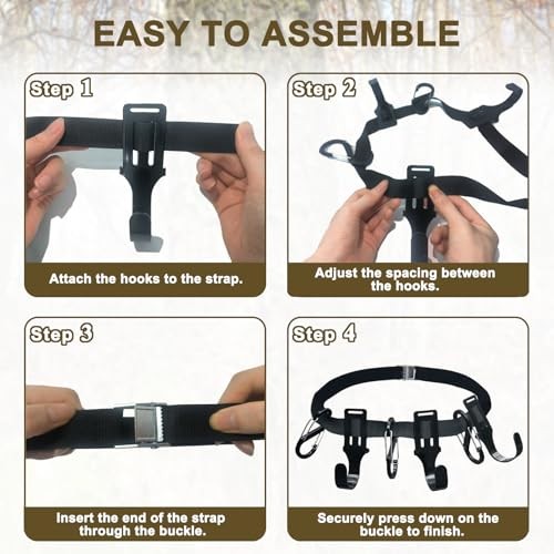 Tree Stand Straps Bow Hanger with Metal Hooks, High Loading Two Straps Style