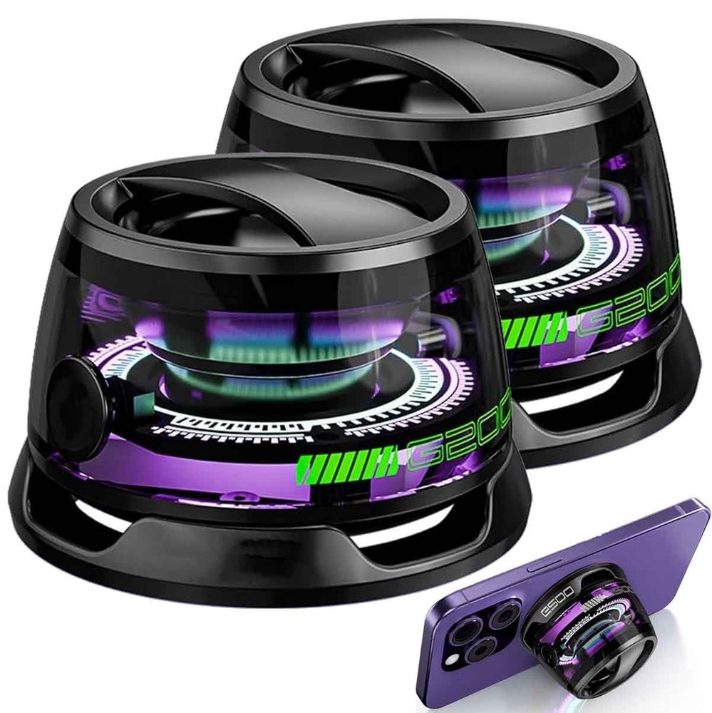 2 Pack Portable Magnetic Bluetooth Speaker Mini Sound 5.3 Bluetooth Phone Holder