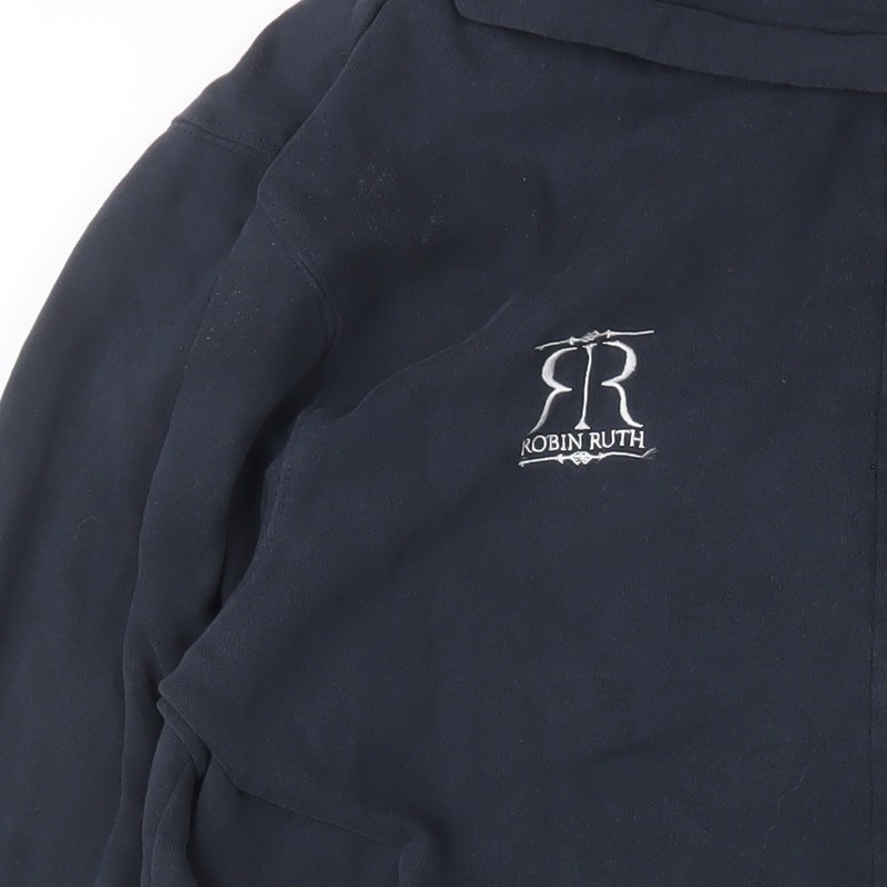 Robin Ruth Men Blue L Basic Hooded Full Zip Cotton Jacket