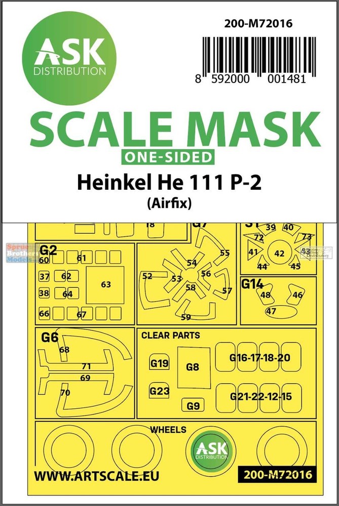 ASKM72016 1:72 ASK/Art Scale Mask - He111P-2 (AFX kit)