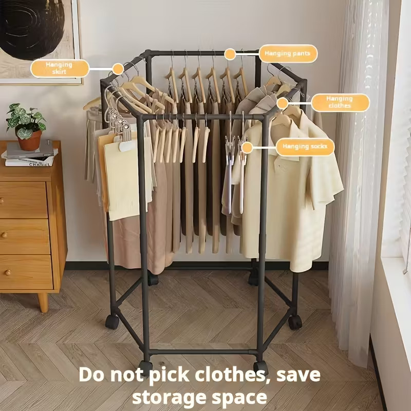 Rotating Clothes Rack Standing Garment Rack Space Saving Closet Organizer
