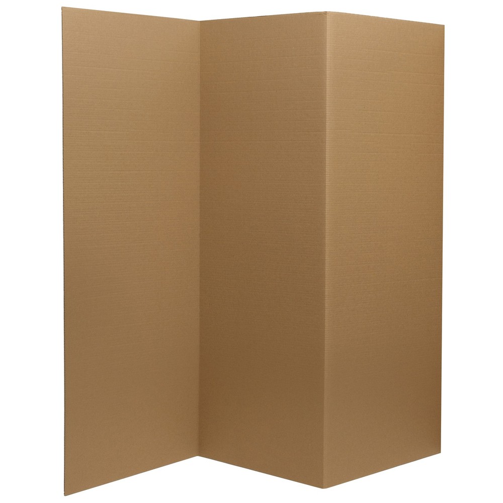 4 ft. Short Brown Temporary Cardboard Folding Screen - 3 Panels