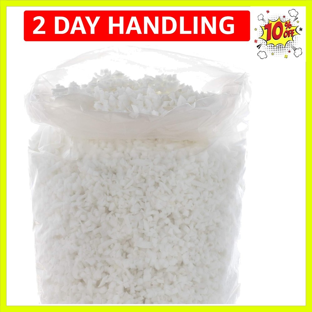 Shredded Memory Foam -  All White Craft Foam - Replacement Fill for Pillows, ...