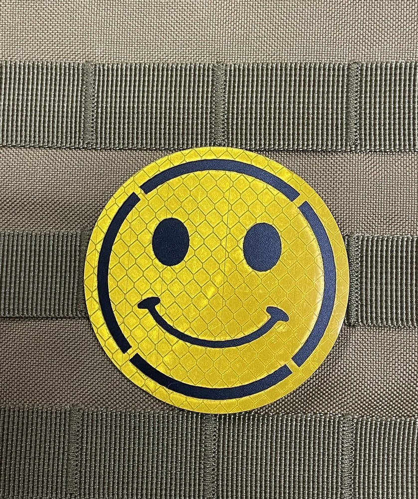 IR Smiley Face Patch Hook & Loop Airsoft Morale Tactical Reflective Running