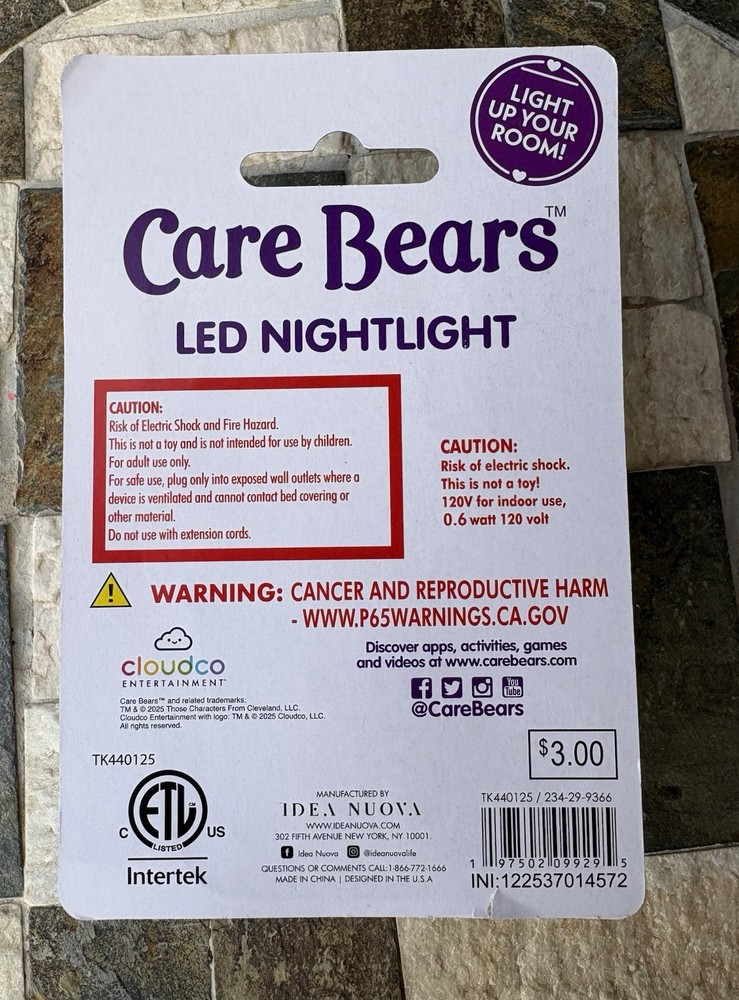 CARE BEARS FUNSHIND BEAR FIGURAL LED NIGHTLIGHT NIP