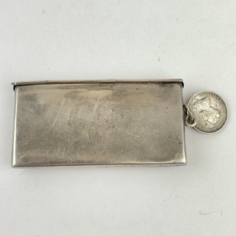 Antique Solid Silver Envelope Stamp Case / Holder 1914 63mm X 32mm