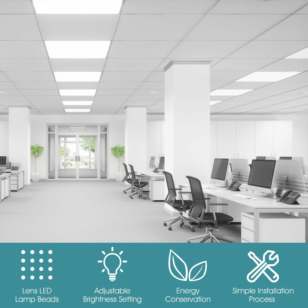 2'x2' LED Flat Panel Light 4400LM 40W 5000K Dimmable Drop Ceiling Office White