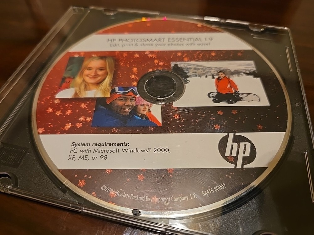 Hp Photosmart Essential 1.9 Software CD - Edit, Print, & Share With Ease! VG