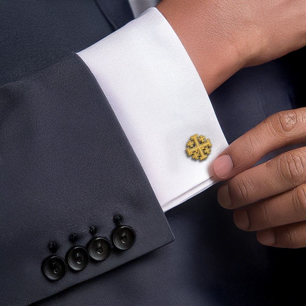 Gold Jerusalem Crusader Cross Cufflinks