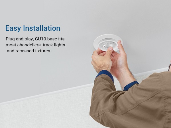 6-Pack GU10 LED Light Bulb, Dimmable 5000K Daylight GU10 Bulb Replacement