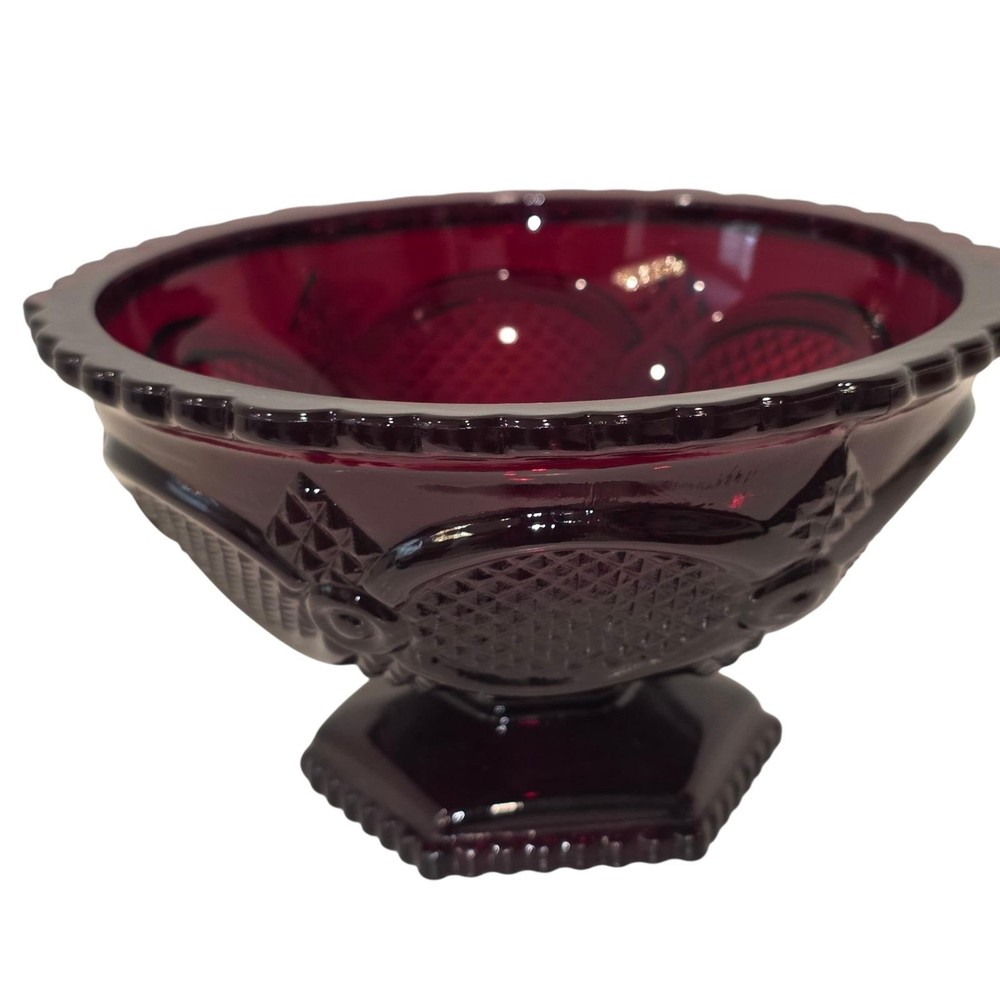 Anchor Hocking Platter + 5pc Avon 1876 Cape Cod Ruby Red Glass Bowl & 4 Glasses