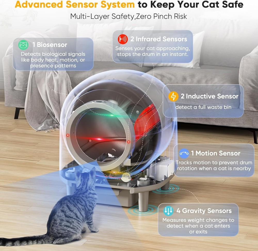 88L Large Smart Automatic Self Cleaing Cat Litter Box with App Control Mat Liner