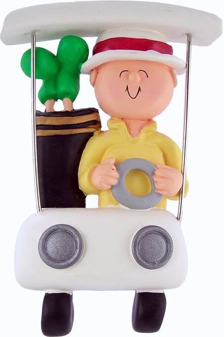Golfer in Cart Personalized Christmas Tree Ornament