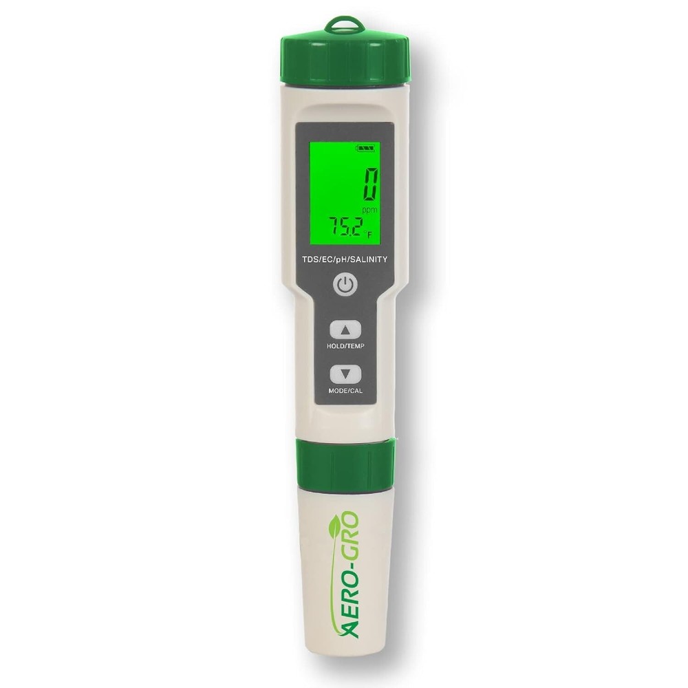 Versatile 5-in-1 Hydroponics & Aquarium Water Meter with Auto Temp Comp.