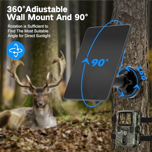 Trail Camera Solar Panel, Built-in 5000mAh Rechargeable Battery Solar Panel