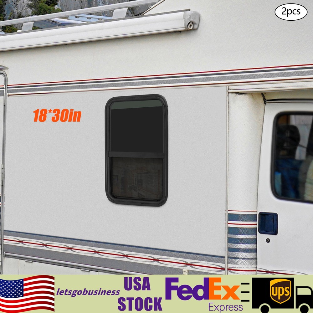 2 Pack 18" W x 30" H Vertical Window Sliding RV Window Clip-on Mounting