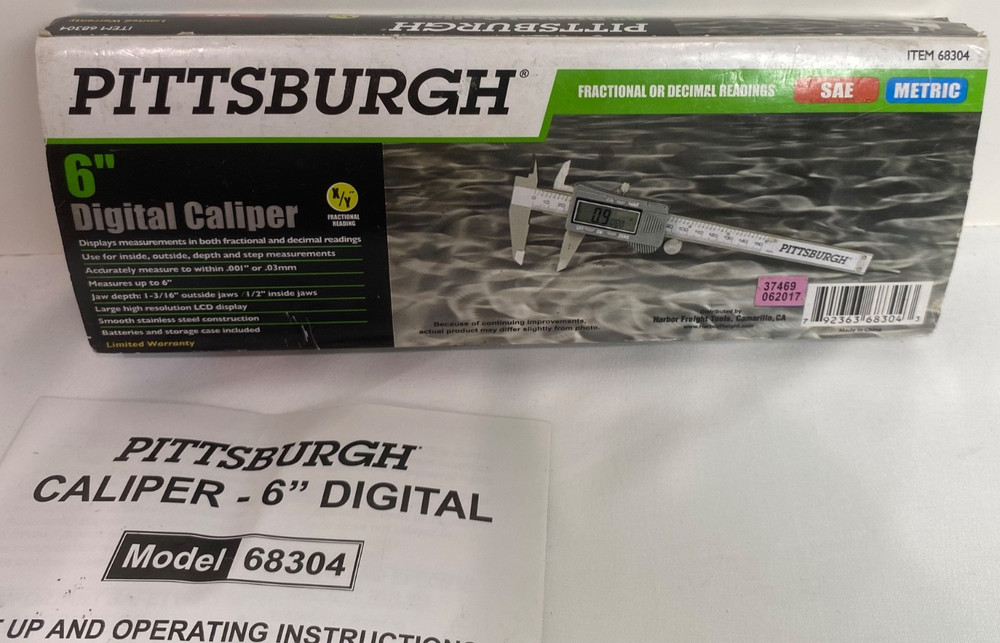 Pittsburgh 6" Digital Caliper with Case & Instructions Item 68304