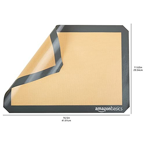 Amazon Basics Silicone Rectangular Baking Mat, 2-Pack, New Beige/Gray
