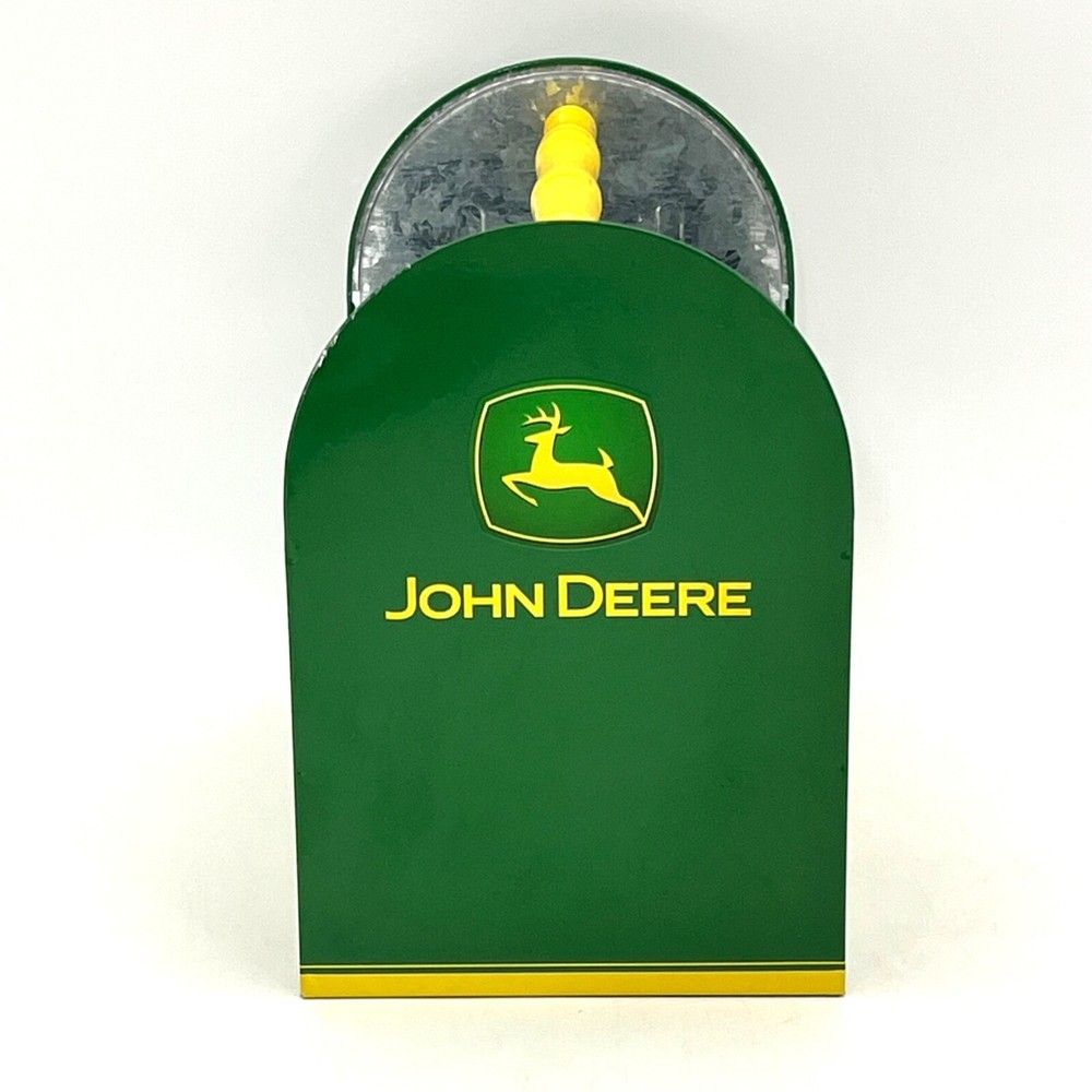 John Deere Licensed Tin Caddy Box Wooden Handle Tool Utensil Compartments