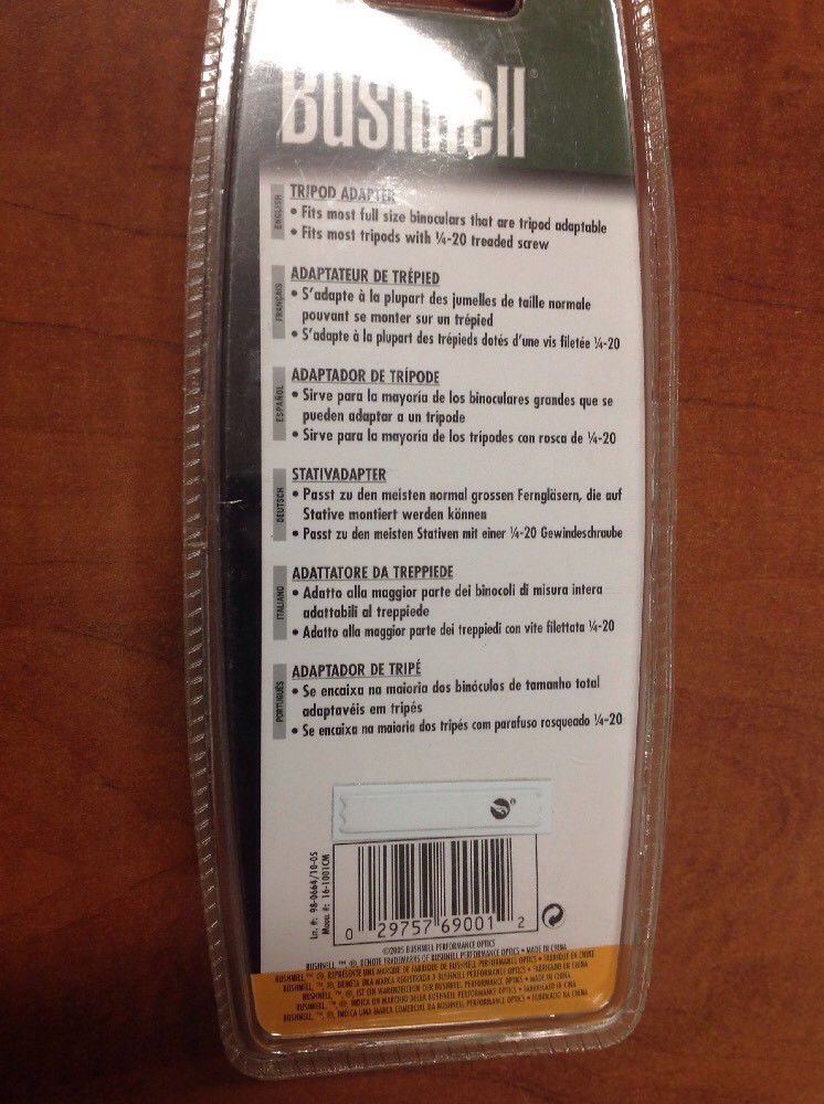 MEW BUSHNELL TRIPOD ADAPTER BLACK SEALED IN PACKAGE