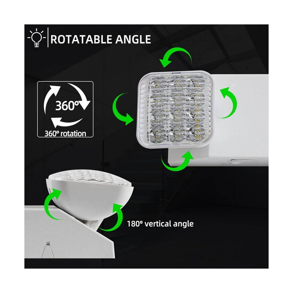 Emergency Light, LED Emergency Lighting with Battery Backup, 2 Adjustable Hea...