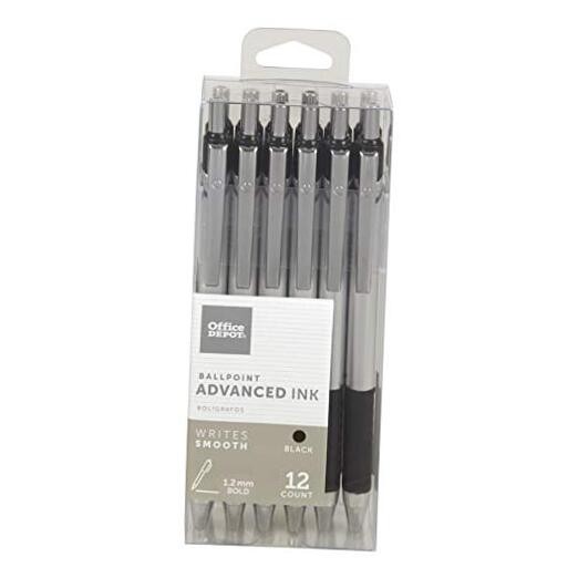 Advanced Ink Retractable Ballpoint Pens, Bold Point, 1.2 mm, Silver Barrel,