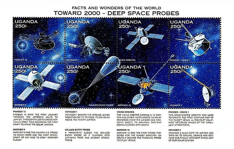 UGANDA 1997 DEEP SPACE PROBES M/S MNH   🅵🆁🅴🅴 🆂🅷🅸🅿🅿🅸🅽🅶