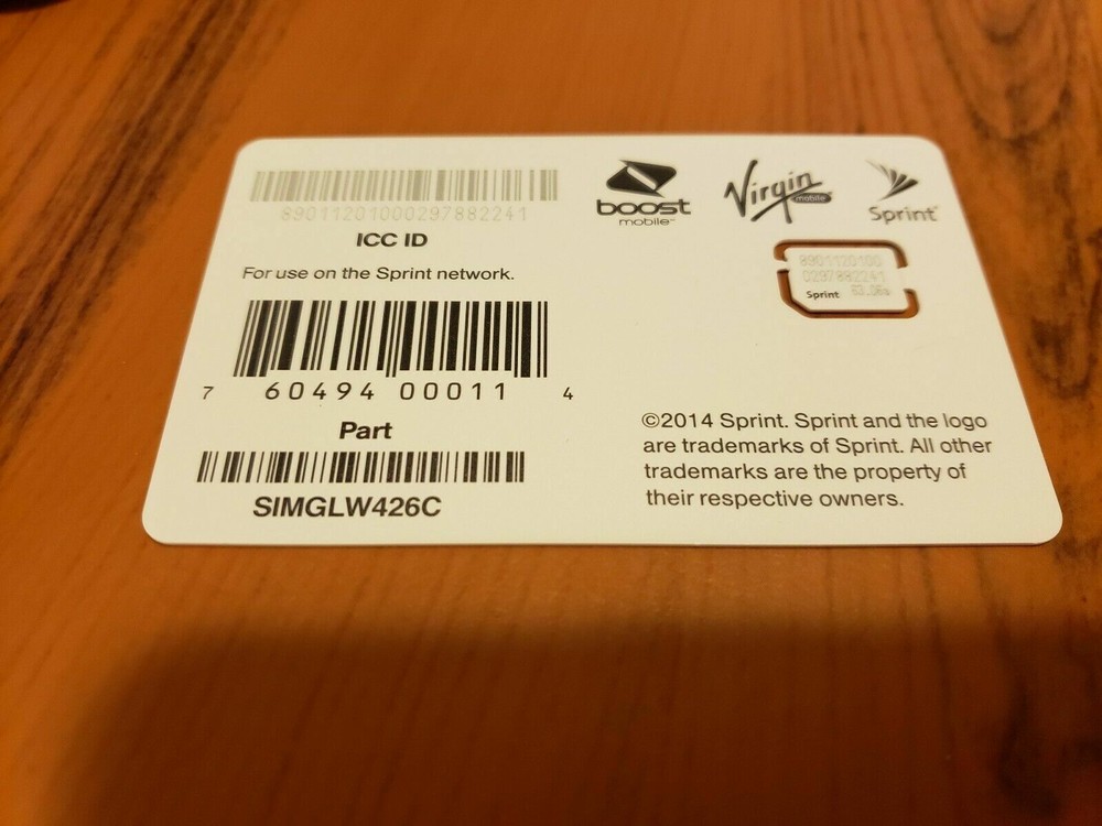 Sprint SIMGLW426C NANO SIM CARD 63.06a