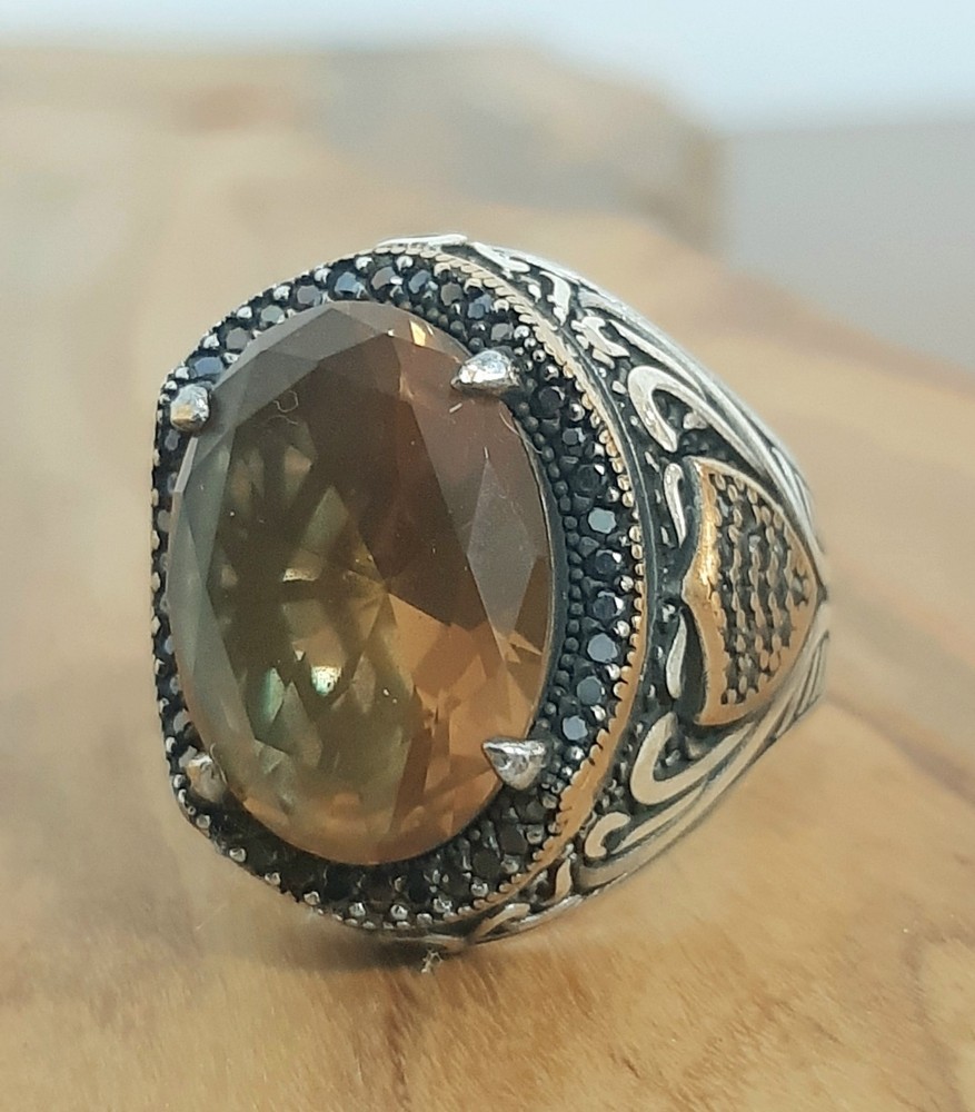 925 SILVER RING Men Solitaire Alexandrite Ring Sterling Man $