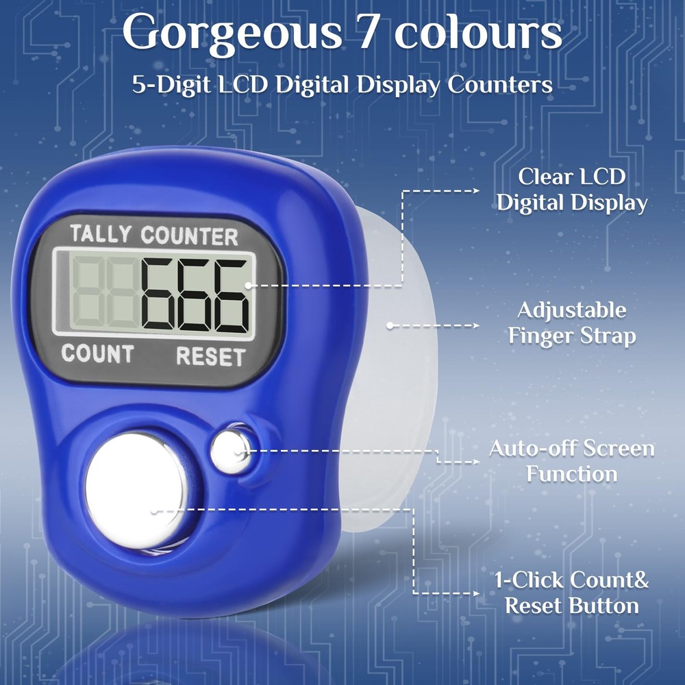 7 Pack Electronic Finger Tally Counter5 Digit LCD Electronic Digital Display