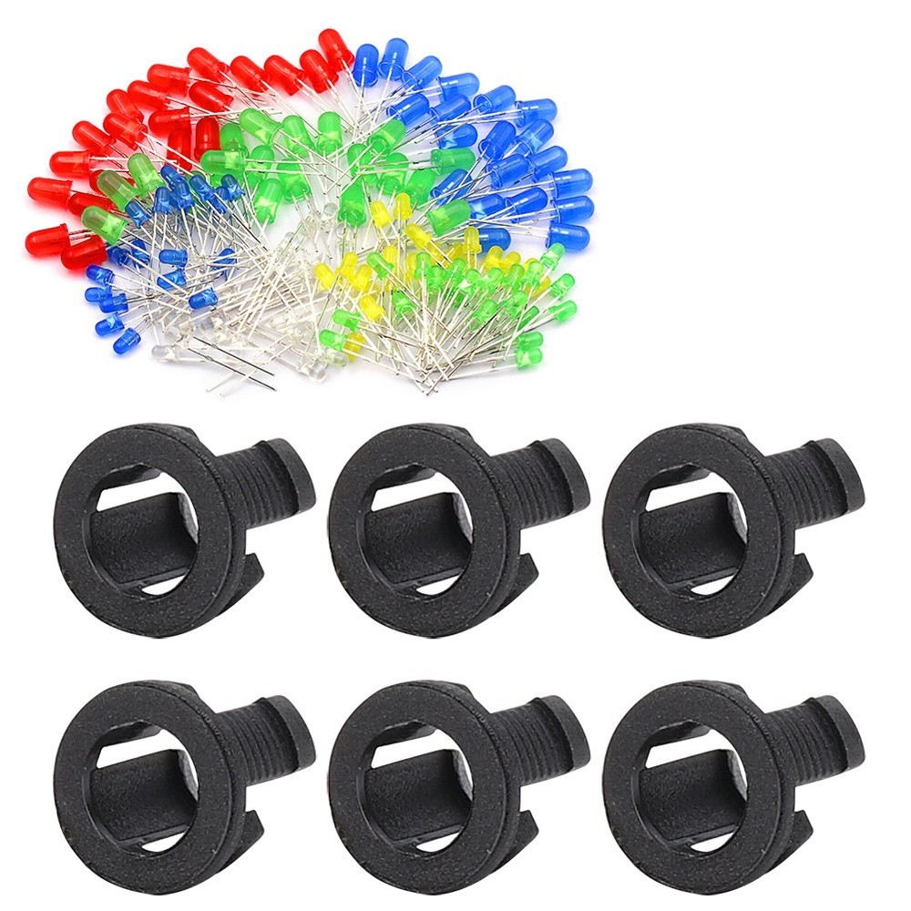 200Pcs LED Lamp Diode Holder Bulb Socket Bracket Mount Plastic Black 5mm