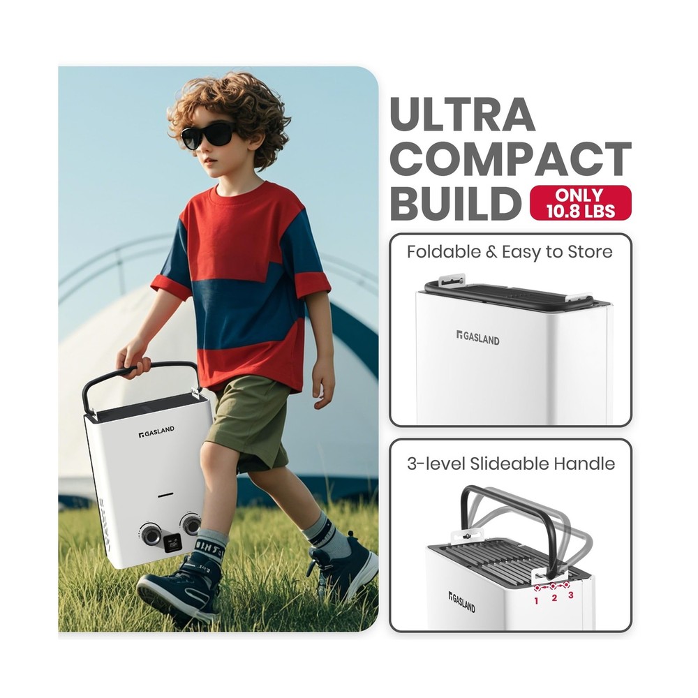 GASLAND Goshower G5 Pro Portable Propane Tankless Water Heater – 1.32 GPM,