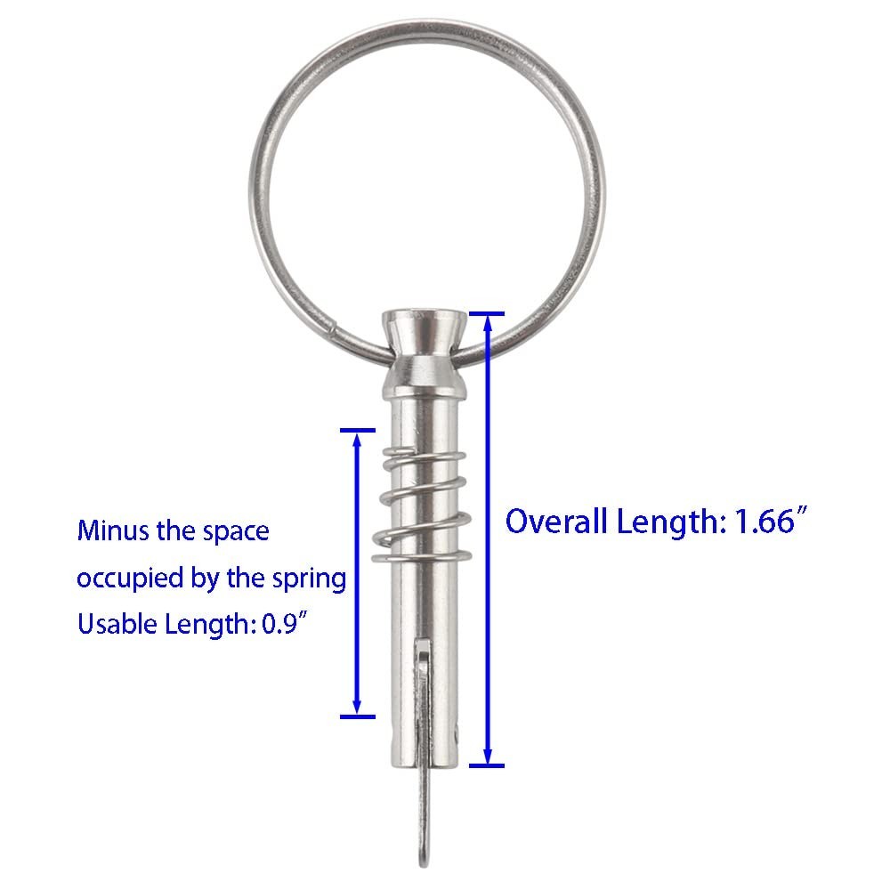 Effortless 4 Pack Quick Release Pins 1/4" Diameter - Marine Hardware Solution