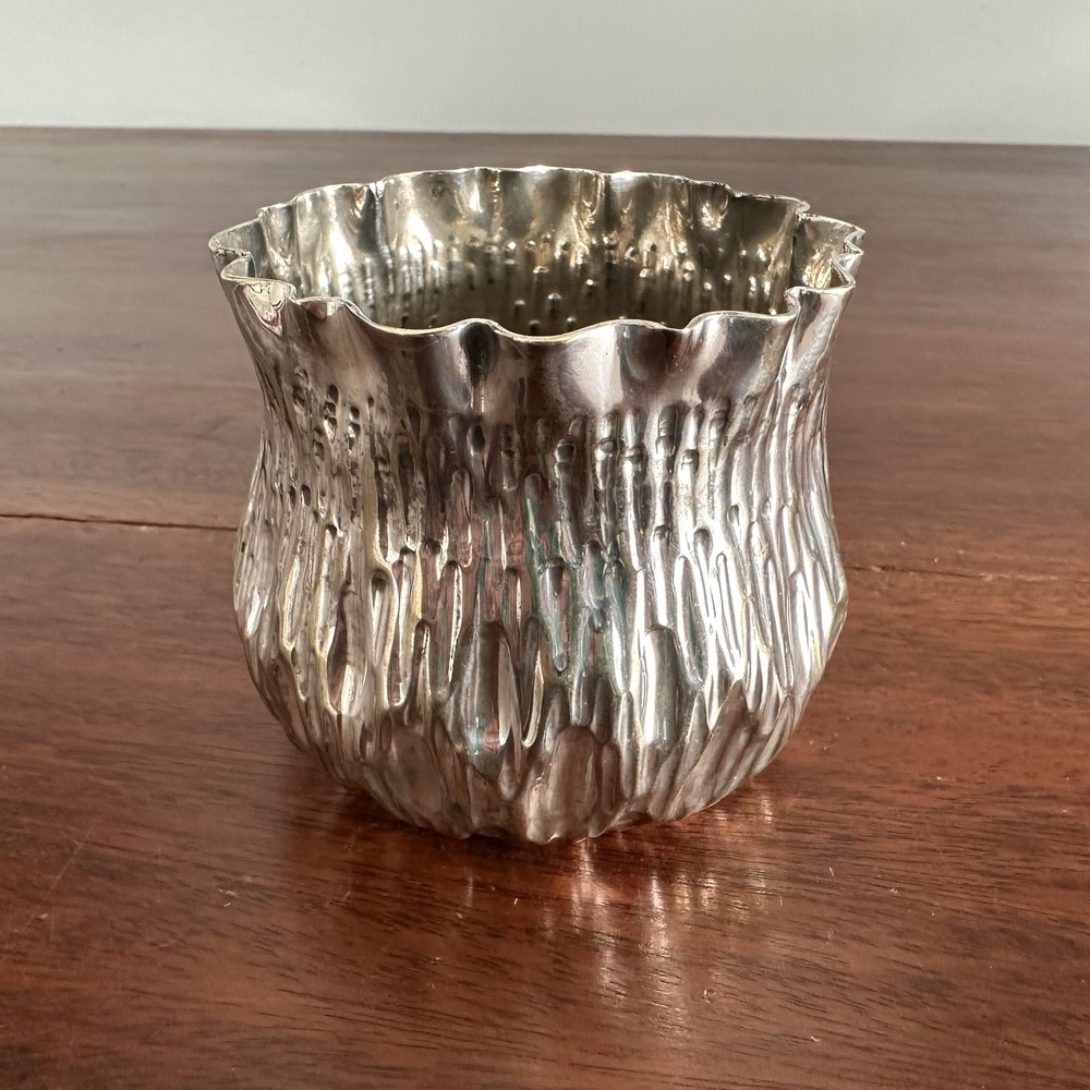 Antique Silver Plated Bark Effect Pot Bowl William Hutton & Son Victorian
