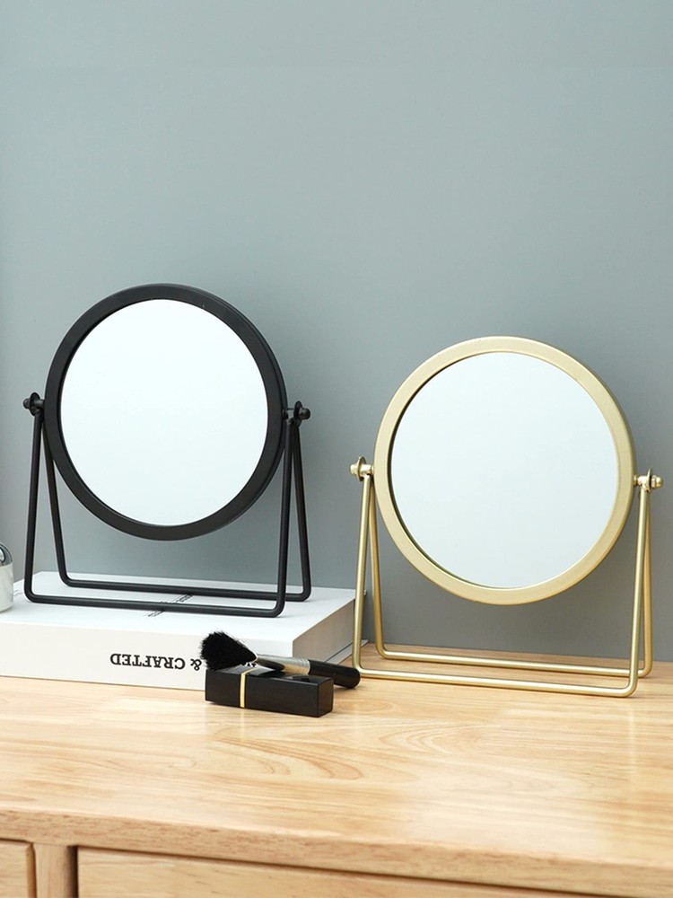Geschaft Black Tabletop Single Sided Makeup Mirror, 360° Rotation Metal One