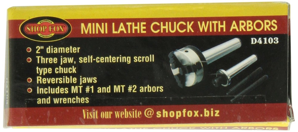 Fox D4103 Mini Lathe Chuck with Arbors