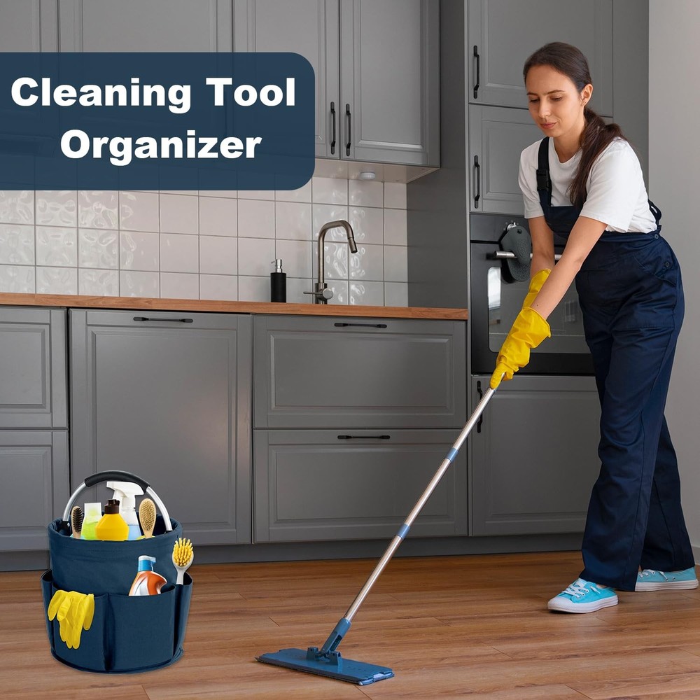 17L Cleaning Caddy with Handle, Cleaning Supplies Organizer, Foldable Storage...