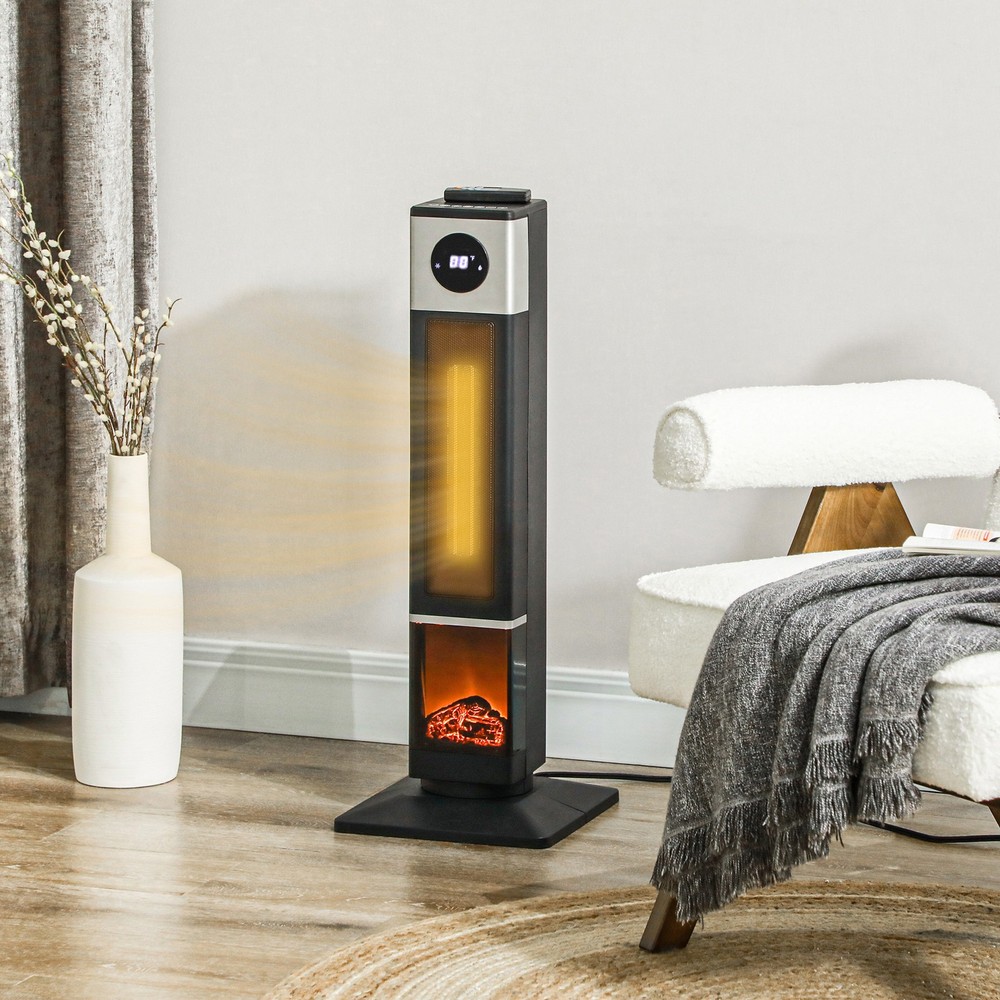 1400W Electric Heater with Oscillation, Timer, Black
